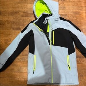 Descente Pale Blue, Black and Neon Yellow Jacket